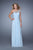 La Femme - 21309 Embroidered One Shoulder Jersey Dress In Blue