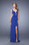 La Femme - 21330 Ruched Cutout Plunging Gown in Purple and Blue