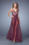 La Femme  - 21333 Lace Illusion Overlay Gown in Red