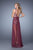 La Femme  - 21333 Lace Illusion Overlay Gown in Red