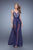 La Femme  - 21333 Lace Illusion Overlay Gown in Purple