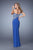 La Femme  - 21338 Jeweled Strap Panel Gown in Blue