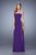 La Femme  - 21338 Jeweled Strap Panel Gown in Purple
