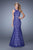 La Femme - 21389 Halter Lace Trumpet Gown in Purple and Blue