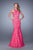 La Femme - 21389 Halter Lace Trumpet Gown in Pink
