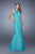 La Femme - 21389 Halter Lace Trumpet Gown in Blue and Green