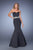 La Femme - 21432 Dazzling Strapless Satin Sweetheart Mermaid Dress In Black
