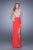 La Femme - 21469 Sleeveless Embroidered Cutout Gown in Hot Coral
