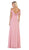 May Queen - MQ1611 Pleated Square A-Line Evening Dress In Pink