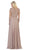 May Queen - Embroidered Bateau Long Sleeve A-line Gown MQ1615 In Neutral