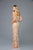 Scala - 48934 Embellished Fringed Sheath Evening Dress In Pink and Silver