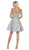 May Queen - MQ1634 Embellished Plunging Off-Shoulder A-line Dress In Silver