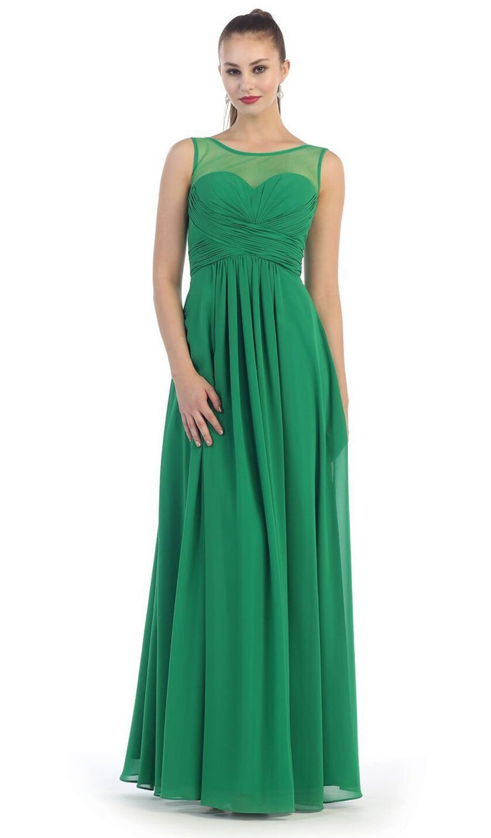Laced-Up Illusion Neck A-Line Prom Dress
