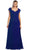 May Queen - MQ993 Cap Sleeve Beaded Lace Bodice Long Evening Dress In Blue