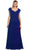 Cap Sleeve Beaded Lace Bodice Long Evening Dress