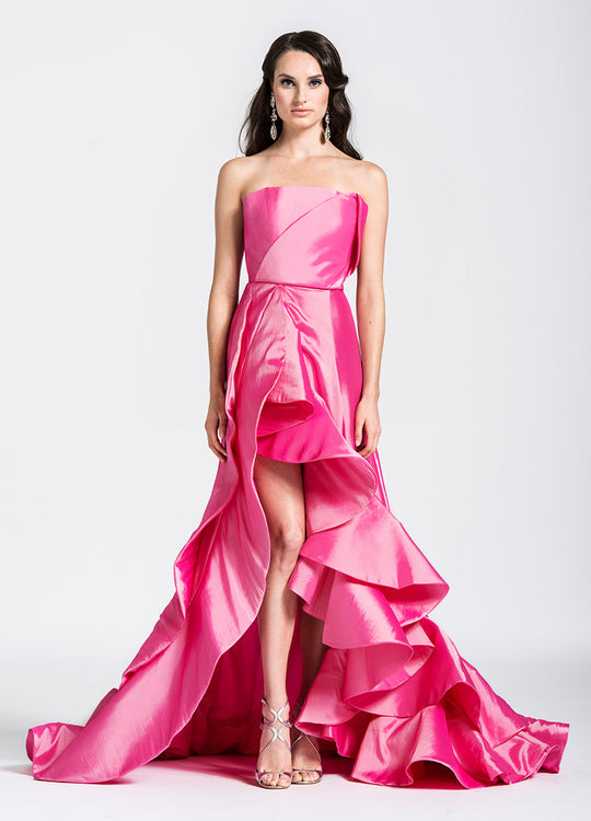 Ashley Lauren - 1100 Ruffled High-Low Evening Dress in Pink