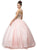 Dancing Queen - 1101 Gold Embroidered Illusion Neck Formal Ball Gown In Pink