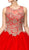 Dancing Queen - 1101 Gold Embroidered Illusion Neck Formal Ball Gown In Red