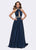 Ashley Lauren - 1103 Rhinestone Beaded High Halter Chiffon A-line Dress in Blue