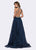 Ashley Lauren - 1103 Rhinestone Beaded High Halter Chiffon A-line Dress in Blue