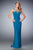 La Femme - 21953 Bejeweled Illusion Bateau Sheath Dress in Blue and Green