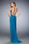 La Femme - 21953 Bejeweled Illusion Bateau Sheath Dress in Blue and Green