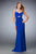 La Femme  - 21922 Ruched Sweetheart Cutout Gown in Blue