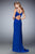La Femme  - 21922 Ruched Sweetheart Cutout Gown in Blue