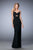 La Femme  - 21922 Ruched Sweetheart Cutout Gown in Black