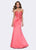 Ashley Lauren - 1104 Chiffon Rosette Detailed Evening Dress in Pink