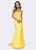 Ashley Lauren - 1104 Chiffon Rosette Detailed Evening Dress in Yellow