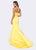 Ashley Lauren - 1104 Chiffon Rosette Detailed Evening Dress in Yellow