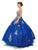 Dancing Queen - 1105 Strapless Sweetheart Gilt Appliqued Prom Ball Gown In Blue