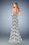 La Femme - 22219 Strapless Contrast Floral Lace Evening Gown in Black and White