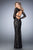 La Femme - 22306 Long Sleeve Plunge Lace Evening Gown in Black and Neutral