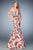 La Femme - 22348 Strapless Dot and Floral Evening Gown in Multi-Color