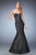 La Femme - 22488 Shimmering Strapless Net Mermaid Gown in Black