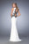 Gigi - 22654 Bateau Black Embroidered Jersey Gown In White