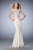 Gigi - 22934 Cap Sleeve Lace Embellished Evening Gown In White/Nude