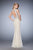 Gigi - 22934 Cap Sleeve Lace Embellished Evening Gown In White/Nude