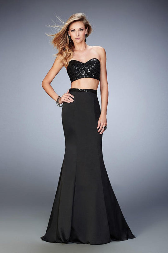 Gigi - 22220 Scintillating Sequin Two-Piece Mermaid Gown  In Black