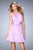 La Femme - 21885 Ornate Ruched Halter Dress in Ice Purple