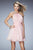 La Femme - 21885 Ornate Ruched Halter Dress in Cotton Candy Pink