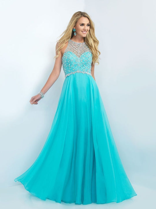 Blush - Crystal Illusion Long Gown in Blue