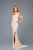 Scala - 48979 Full Sequin Sexy Sheath Gown with Drape Shoulder Sleeves In Pink