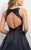 Blush - 11136 Sleeveless Mikado Floral Detail Gown In Black and Multi-Color
