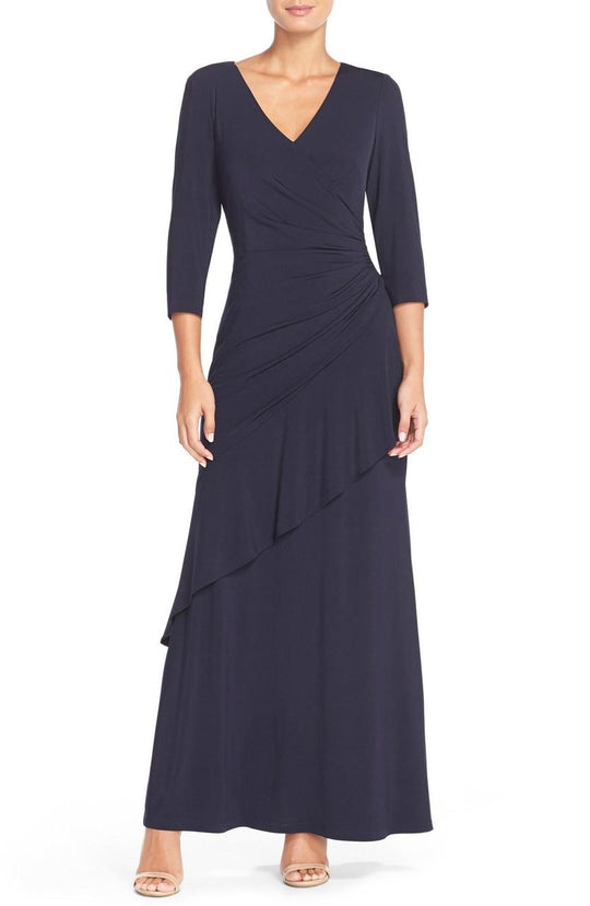 Alex Evenings - V-Neck Jersey Dress 1351187 in Blue