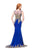 Colors Dress - 1362 Gilt Beaded Lace Illusion Gown In Blue and Gold