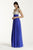 Colors Dress - 1115 Bejeweled Cap Sleeve V-Neck Gown In Blue