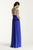 Colors Dress - 1115 Bejeweled Cap Sleeve V-Neck Gown In Blue